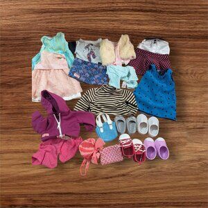 Our Generation Doll Clothes Lot With Dresses Tops Jacket Skirt, bags & Shoes